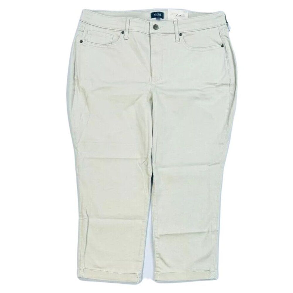 NYDJ Women's Chloe Capri Cropped Denim Jeans Pants 22W Plus Size in Feather Tan